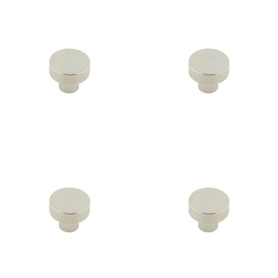 4 PACK Stylish 30mm Polished Nickel Cupboard Knob with Unique Knurling Design - Kitchen Cabinet Knob
