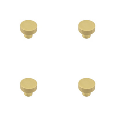 4 PACK Stylish 30mm Satin Brass Cupboard Knob for Modern Interiors Kitchen Cabinet Knob