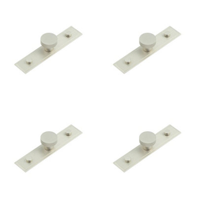 4 PACK Stylish 30mm Satin Nickel Cupboard Knob with Stepped Backplate Kitchen - Cabinet Knobs