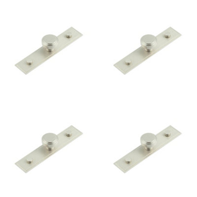 4 PACK Stylish 30mm Satin Nickel Cupboard Knob with Stepped Backplate Kitchen - Cabinet Knob