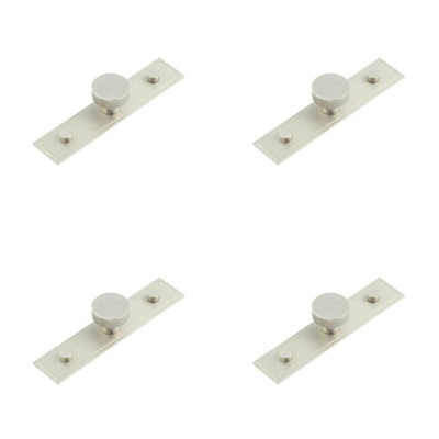 4 PACK Stylish 30mm Satin Nickel Cupboard Knob with Stepped Backplate Kitchen Cabinet Knob