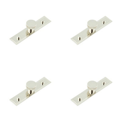 4 PACK Stylish 30mm Stepped Backplate Cupboard Knob in Polished Nickel - Kitchen Cabinet Knob