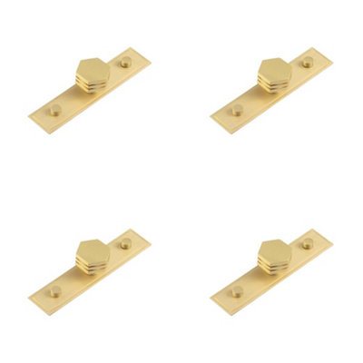 4 PACK Stylish 30mm Stepped Satin Brass Cupboard Knob for Modern Interiors - Kitchen Cabinet Knob