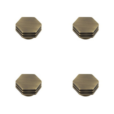 4 PACK Stylish 40mm Antique Brass Cupboard Knob for Modern Interiors - Kitchen Cabinet Knob