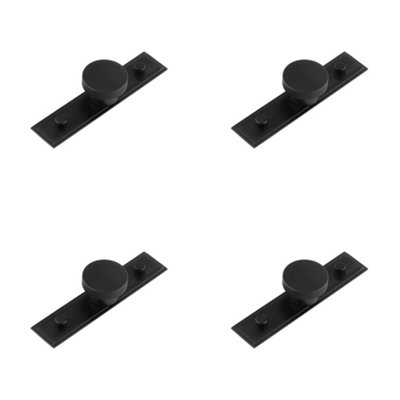 4 PACK Stylish 40mm Black Cupboard Knob with Stepped Backplate - Kitchen Cabinet Knob