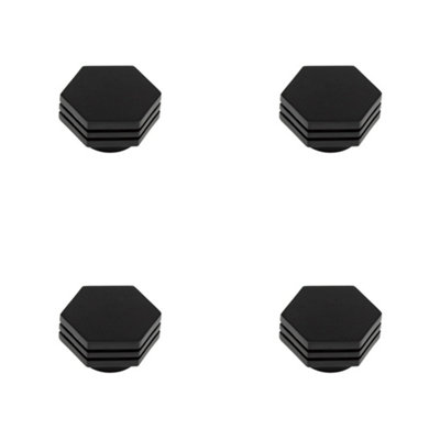 4 PACK Stylish 40mm Black Hexagon Cupboard Knob for Modern Interiors - Kitchen Cabinet Knob