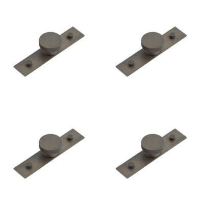 4 PACK Stylish 40mm Dark Bronze Cupboard Knob with Plain Backplate - Kitchen Cabinet Knob