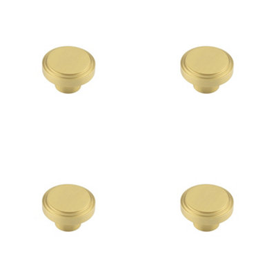 4 PACK Stylish 40mm Satin Brass Cupboard Knob for Modern Interiors Kitchen - Cabinet Knob