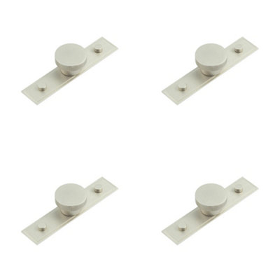 4 PACK Stylish 40mm Satin Nickel Cupboard Knob with Stepped Backplate - Kitchen Cabinet Knob