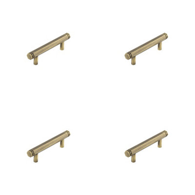 4 PACK Stylish 96mm Antique Brass Cabinet Handle for Modern and Traditional Interiors - Kitchen Drawer Pull Handle