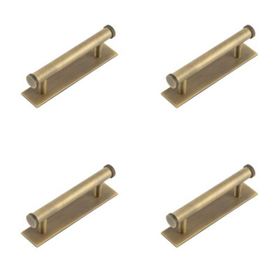 4 PACK Stylish 96mm Antique Brass Cabinet Handle with Knurled Design - Kitchen Drawer Pull Handle