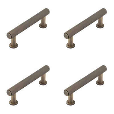 4 PACK Stylish 96mm Antique Brass Knurled Cabinet Handle for Modern and Traditional Designs - Kitchen Drawer Pull Handle