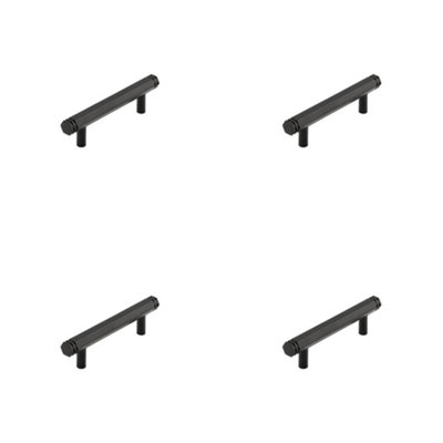 4 PACK Stylish 96mm Black Cabinet Handle Crafted from Solid Brass - Kitchen Drawer Pull Handle