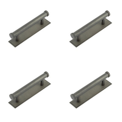 4 PACK Stylish 96mm Dark Bronze Cabinet Handle with Stepped Backplate - Kitchen Drawer Pull Handle