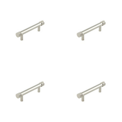 4 PACK Stylish 96mm Polished Nickel Cabinet Handle for Home and Office - Kitchen Drawer Pull Handle