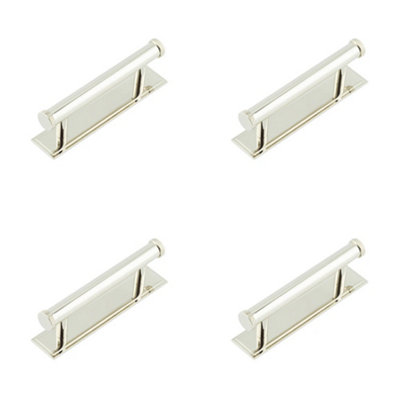 4 PACK Stylish 96mm Polished Nickel Cabinet Handle with Stepped Backplate Kitchen Drawer Pull Handle