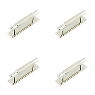 4 PACK Stylish 96mm Polished Nickel Cabinet Handle with Stepped Backplate - Kitchen Drawer Pull Handle
