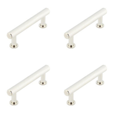 4 PACK Stylish 96mm Polished Nickel Knurled Cabinet Handle for Modern Homes - Kitchen Drawer Pull Handle