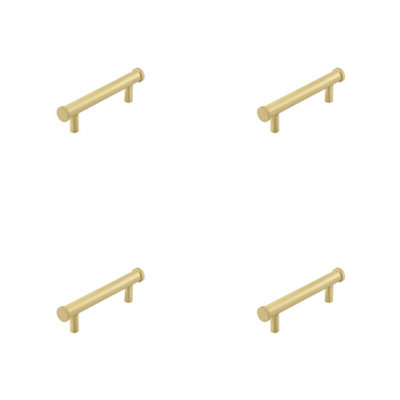 4 PACK Stylish 96mm Satin Brass Cabinet Handle for Modern Interiors Kitchen Drawer Pull Handle