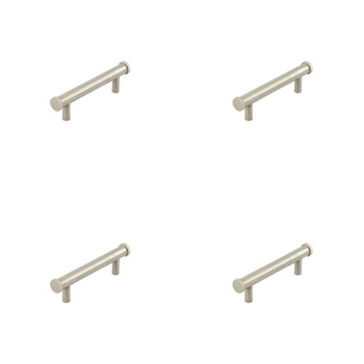4 PACK Stylish 96mm Satin Nickel Cabinet Handle with Knurled Design - Kitchen Drawer Pull Handle