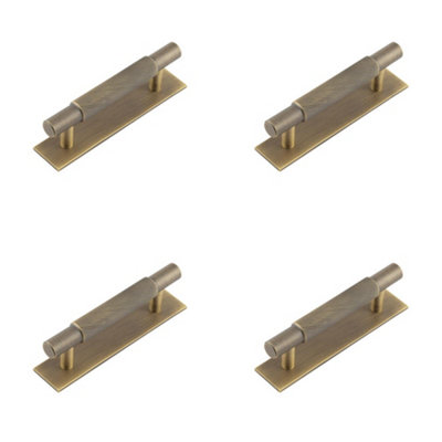 4 PACK Stylish Antique Brass Cabinet Handle with 96mm Centers - Kitchen Drawer Pull Handle