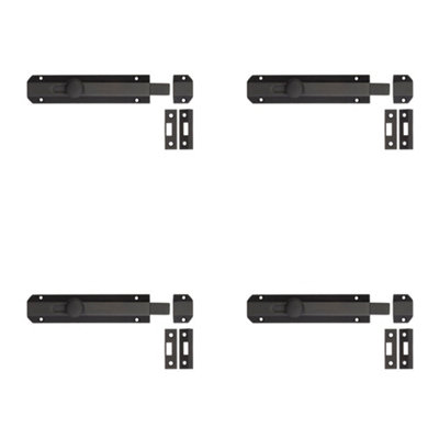 4 PACK Stylish Architectural Slide Door Bolts in Matt Black Finish - 150x35mm - Door Bolt Lock