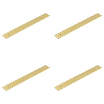 4 PACK Stylish Brass Backplates for Cabinet Handle - 268x30mm Satin Finish - Kitchen Drawer Pull Handle