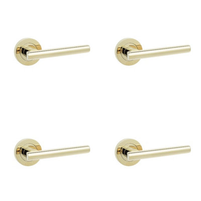 4 PACK Stylish Brass Finish Door Handle for Modern Interiors - Interior Handle