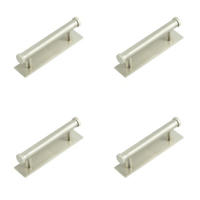 4 PACK Stylish Cabinet Handle 96mm Centers with Satin Nickel Finish - Kitchen Drawer Pull Handle