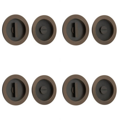4 PACK Stylish Circular Turn & Release Dark Bronze Door Knob for Elegant Privacy Solutions - Door Handle