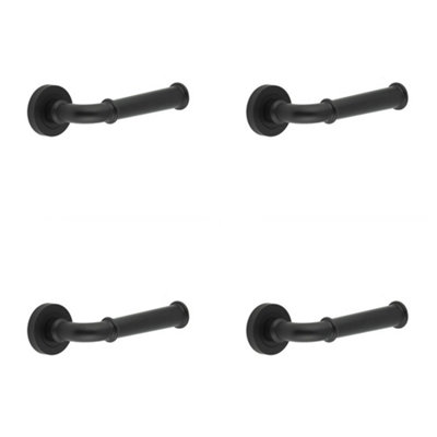 4 PACK Stylish Classic Matt Black Door Handle with Rose - Interior Handle