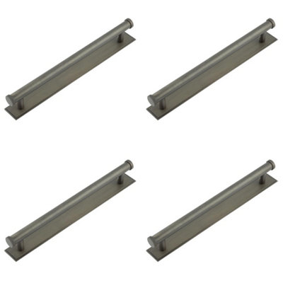 4 PACK Stylish Dark Bronze Cabinet Handle with Stepped Backplate 224mm Ctrs Kitchen Drawer Pull Handle