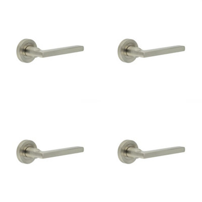 4 PACK Stylish Jet Door Handle in Satin Nickel for Modern Interiors - Interior Handle