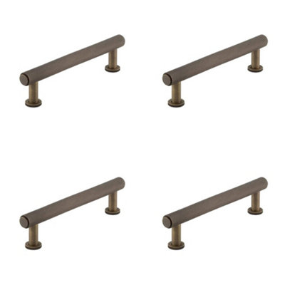 4 PACK Stylish Knurled Cabinet Handle in Antique Brass - 128mm - Kitchen Drawer Pull Handle