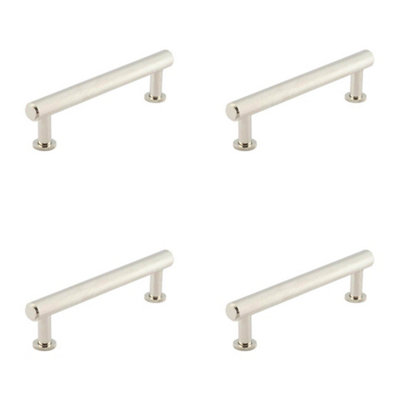 4 PACK Stylish Knurled Cabinet Handle in Polished Nickel - 128mm - Kitchen Drawer Pull Handle