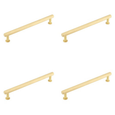 4 PACK Stylish Knurled Cabinet Handle in Satin Brass - 224mm Length - Kitchen Drawer Pull Handle