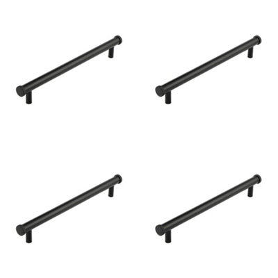 4 PACK Stylish Knurled Diamond Cabinet Handle - 224mm Ctrs Black Finish - Kitchen Drawer Pull Handle