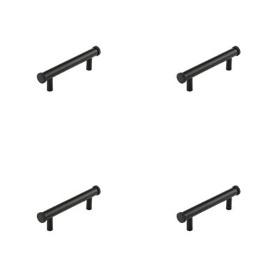 4 PACK Stylish Matt Black 96mm Cabinet Handle with Knurled Diamond Design - Kitchen Drawer Pull Handle