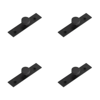 4 PACK Stylish Matt Black Cupboard Knob with 30mm Plain Backplate - Kitchen Cabinet Knob