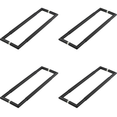 4 PACK Stylish Mitred Knurled Pull Handle for Doors - Black B/B Fixing 425x19mm - Door Handle