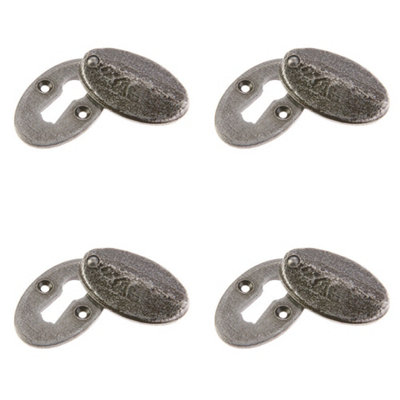 4 PACK Stylish Oval Covered Escutcheon in Pewter - 50x31x9mm - Key Hole Cover