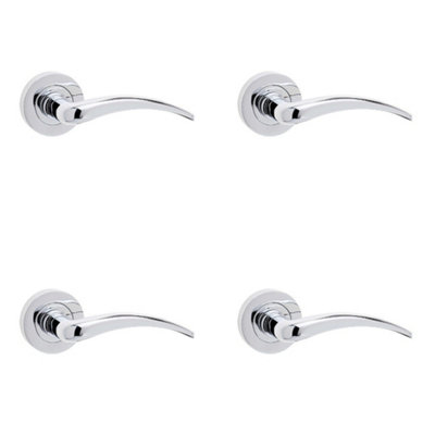 4 PACK Stylish Polished Chrome Door Handle for Modern Homes - Interior Handle