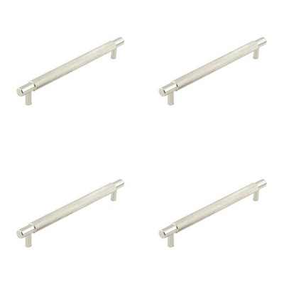 4 PACK Stylish Polished Nickel Cabinet Handle 224mm Ctrs for Modern Interiors - Kitchen Drawer Pull Handle