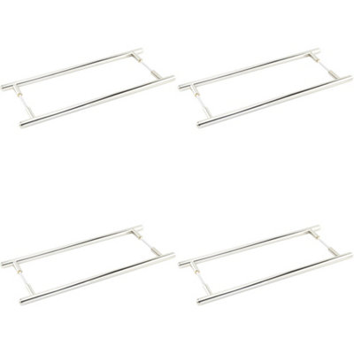 4 PACK Stylish Polished Nickel Face Fix Pull Handle 425mm for Modern Interiors - Door Handle