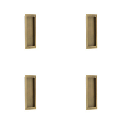 4 PACK Stylish Rectangular Flush Pull in Antique Brass for Doors and Cabinets - Door Handle