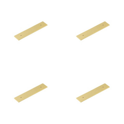 4 PACK Stylish Satin Brass Backplates for Cabinet Handle 140x30mm - Kitchen Drawer Pull Handle