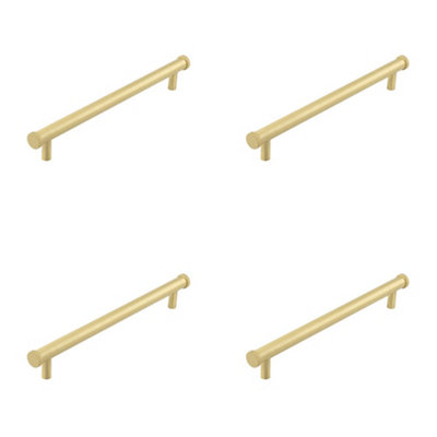 4 PACK Stylish Satin Brass Cabinet Handle with 224mm Center Distance - Kitchen Drawer Pull Handle