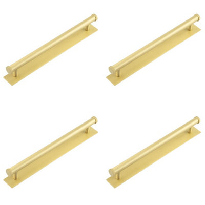 4 PACK Stylish Satin Brass Cabinet Handle with 224mm Centers for Modern Interiors - Kitchen Drawer Pull Handle
