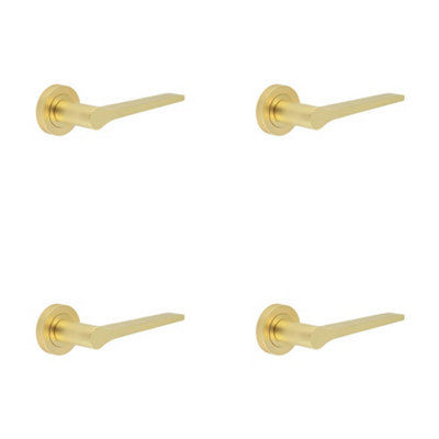 4 PACK Stylish Satin Brass Door Handle for Modern Interiors - Interior Handle