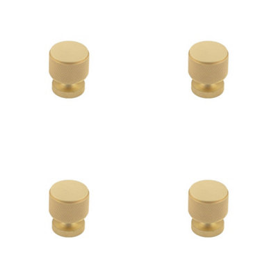 4 PACK Stylish Satin Brass Knurled Cupboard Knob for Home Renovation - Kitchen Cabinet Knob